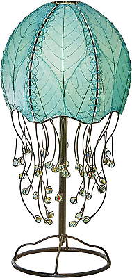 #ad Eangee Home Design Jellyfish Table Lamp Sea Blue Shade Made of Real $329.94