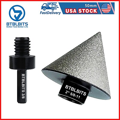 #ad 2quot; Diamond Beveling Chamfer Cone Milling Bit Tile with Hex Adapter Countersink $22.49
