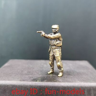#ad Solid Brass Modern U.S. Army Pistol Elite Special Forces Soldier Model Ornament $8.79