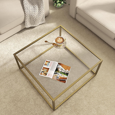 #ad Gold Coffee Table Glass Modern Coffee Tables for Small Space Simple Square Cente $118.88