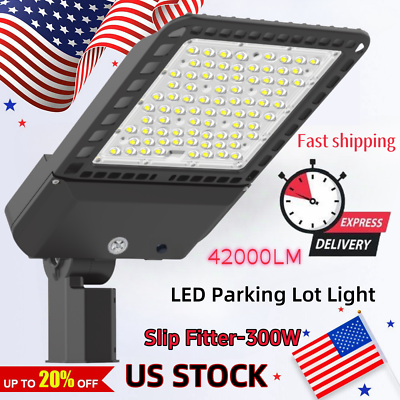 #ad 300W LED Slip Fitter Shoebox Light Commercial Parking Lot Pole Fixture 120 277V $139.19