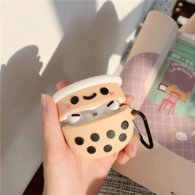 #ad Earphone Case Boba Design Shockproof Silicone Airpods Full Case Cover $9.99