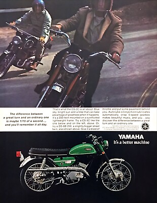 #ad 1970 Yamaha CS 3C Motorcycle photo quot;You#x27;ll Make a Great Turnquot; vintage print ad $9.99