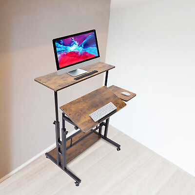 #ad 4 in1 Mobile Standing Laptop Desk Computer Desk Adjustable Stand Up Laptop Table $72.82