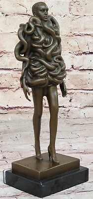 #ad Art Deco Modern Art Designer Bronze Woman Covered with Snake Sculpture $124.50