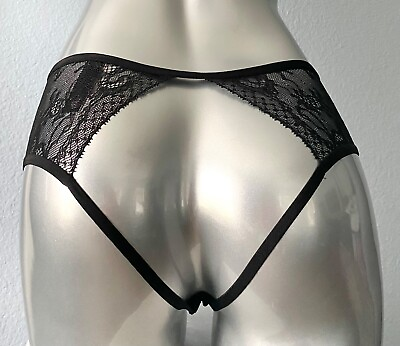 #ad Victorias Secret Panty Very Sexy Black Mesh amp; Lace Open Back Cheeky Panty New $14.99