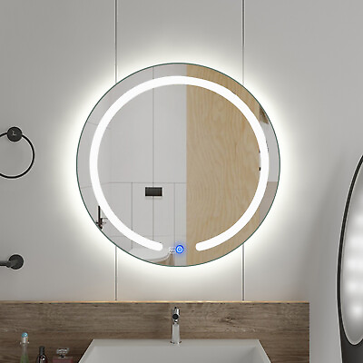 #ad 20quot; Round Bathroom Lighted LED Mirror Illuminated Wall Touch Light Vanity Makeup $73.82