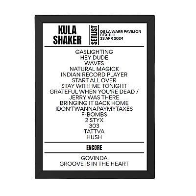 #ad Kula Shaker Bexhill April 2024 Setlist Poster GBP 39.99