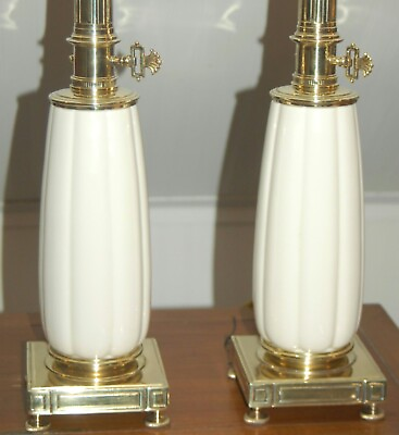 #ad LENOX STIFFEL One Or Pair HOLLYWOOD Regency Porcelain Brass Milk Glass Modern $150.00