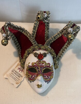 #ad VTG Red Velvet La Maschera del Galeone Venetian Mask Made in Venice Italy Small $24.99