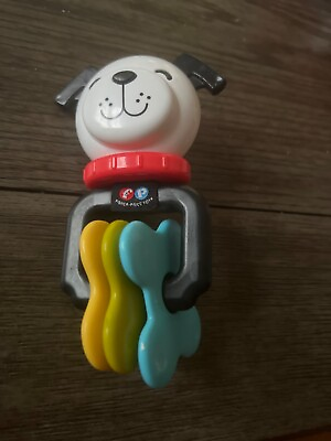 #ad 6quot; Fisher Price Little People LUCKY Dog Plastic Baby TEETHER amp; Rattle G5S $6.00