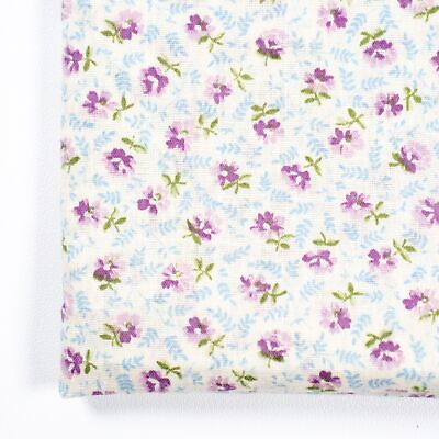 #ad Vintage Cotton Fabric Petite Purple Blue Floral Flowers BTHY Half Yd Dresses $8.08
