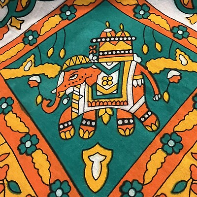 #ad Large Mandala Bohemian Elephants Wall Tapestry Green Orange Hippie Boho 43x82” $30.00
