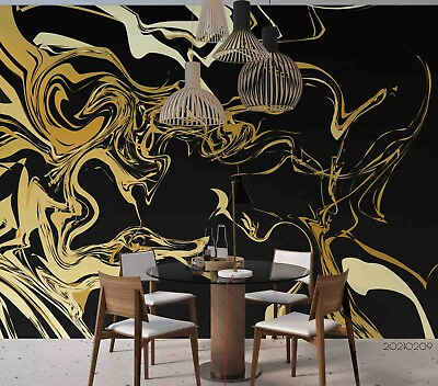 #ad 3D Black Golden Texture Wallpaper Wall Mural Removable Self adhesive 89 AU $199.99