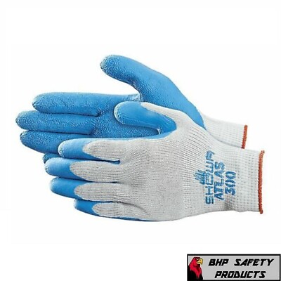 #ad SHOWA ATLAS 300 LATEX RUBBER PALM DIPPED WORK GLOVES BLUE GENERAL PURPOSE $315.00