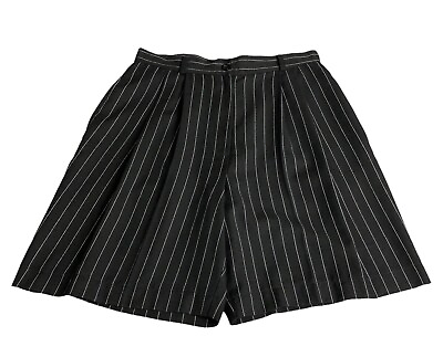 #ad Vintage On The Verge Shorts Womens 8 Black Pinstripe High Rise Pleated Retro USA $43.19