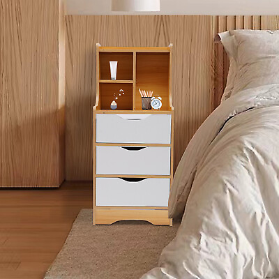 #ad Set OF 1 Nightstand End Table Wood Bedroom Storage Side Bedside Table 2 Drawers $58.90