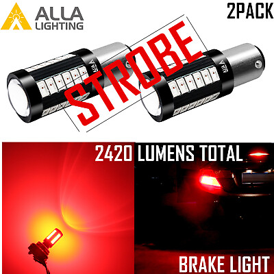 #ad LEGAL LED STROBE FLASH 7528 1157 Brake Light BulbSafety Enhanced Stop LampRED $19.98