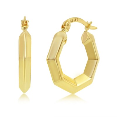 #ad Yellow Gold Geometric 22x20mm Hoop Earrings 14 carats $389.99