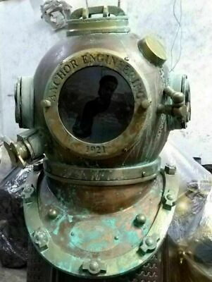#ad Antique Boston Diving Scuba SCA Divers US Navy Mark V Marine Anchor Helmet 18quot; $228.85