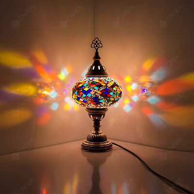 #ad Turkish Moroccan Style Mosaic Table Bedside Tiffany Desk Lamp Light Large Globe $74.99