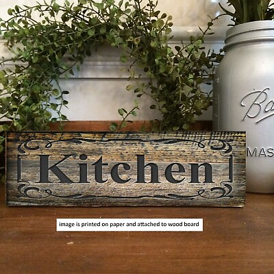 #ad Kitchen Sign Rustic Farmhouse Style Shelf Sitter Rustic Decor 8x3x1 8quot; $12.50
