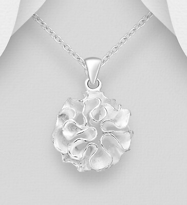 #ad Sterling Silver Ruffle Swirl Pendant 45cm Chain Gift Boxed GBP 20.99