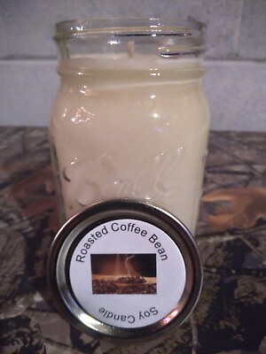 #ad Roasted Coffee Bean Strong Scented Soy Candle 16 oz. jar Homemade $16.99