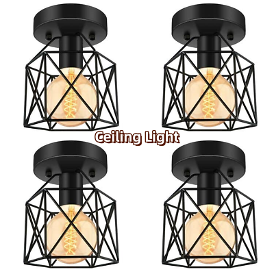 #ad Set of 4 Flush Mount Ceiling Lights Industrial Fixtures Bulb Not Included $39.99