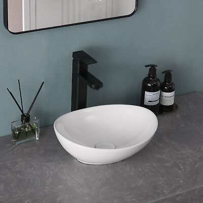 #ad New Practical Modern Oval Bathroom Sink Basin In White Ceramic amp; Soap Box $65.99