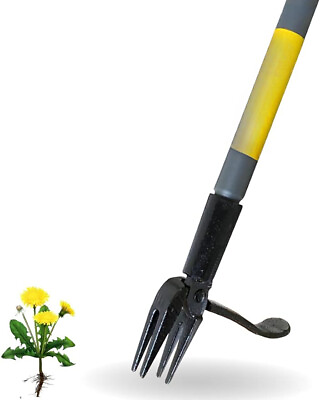#ad Stand Up Weed Puller Tool 4 Claw Steel Head 48 inch Handle 100% Metal $42.74
