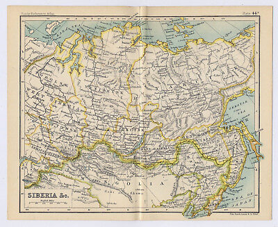 #ad 1912 ANTIQUE MAP OF SIBERIA RUSSIA MONGOLIA VERSO UPPER EGYPT NILE AFIRCA $20.19