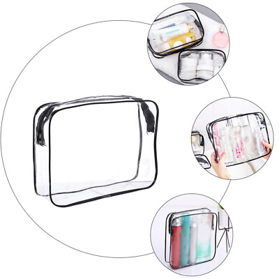 #ad 3Pcs Clear Transparent Travel Toiletry Bag Set Women#x27;s Large Capacity Makeup Kit $9.85