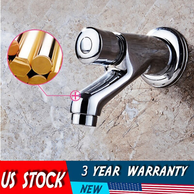 #ad Push Faucet SingleCold Stainless Wall Mount Self Closing Tap Basin Reduce splash $16.96