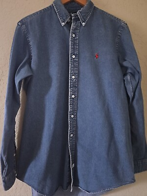 #ad Men#x27;s Ralph Lauren Denim Button Down Shirt Medium Vintage Long Sleeve VTG M $36.99