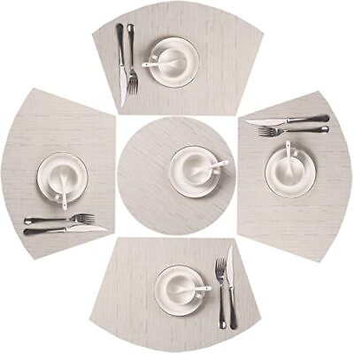#ad Round Table Placemats Set of 5 Wedge Shaped Place Mat with Centerpiece Round ... $21.68