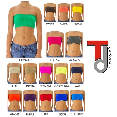 #ad Womens Strapless Padded Bra Bandeau Tube Top Removable Pads Seamless Crop Colors $8.62