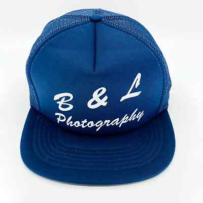 #ad Vintage B and L Photography Blue Snapback Trucker Hat $6.49