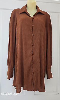 #ad NEW Pretty Little Things Brown Button Front Shirt Dress SZ 4 NWT $10.95