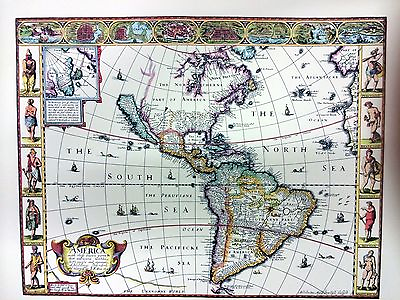 #ad Reproduction Print Antique North and South America Continents Map $150.00