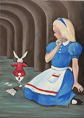 #ad 1.5x2 DOLLHOUSE MINIATURE PRINT OF PAINTING RYTA 1:12 SCALE ALICE IN WONDERLAND $4.10