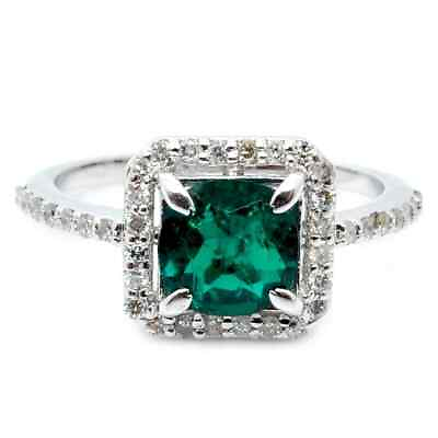 #ad 1.55 Carat Natural Zambian Emerald IGI Certified Diamond Ring In 14KT White Gold $415.00