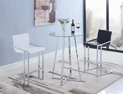 #ad Contemporary Chrome and Glass Bar Table $171.73