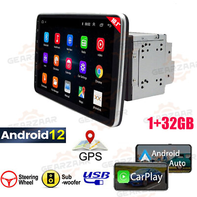 #ad 10.1#x27;#x27; Single 1 Din Android 12 Touch Screen Car Stereo Radio GPS WIFI BT Carplay $99.88