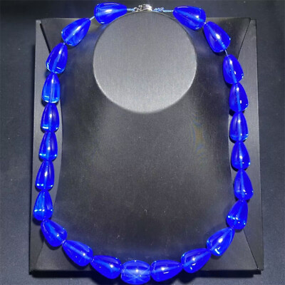 #ad Top Quality Pear Shape Blue Color Six Star Star Sapphire Beaded Necklace $399.00