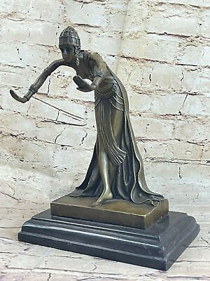 #ad Art Deco Bronze Woman SIGNED Chiparus Museum Quality on Marble Base Sale $309.00
