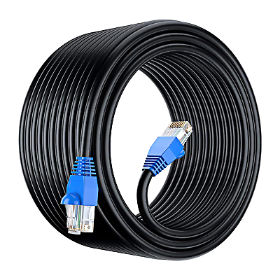 #ad Cat6 Outdoor Cable 250 Feet Black Solid Copper 550Mhz Waterproof Ethernet C $61.99