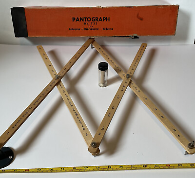 #ad Vintage Wooden Pantograph No. 753 with Original Box Enlarging Reducing $18.71