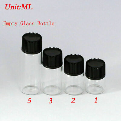 #ad Whole Sale Small Bottle 1ml 5ml Clear Glass Bottles Vials with Plastic Lid Hot $111.22