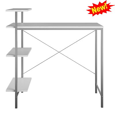 #ad Side Storage Student Desk Made Laminated Particle Board Sturdy Metal Frame White $39.00